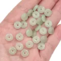 Pale green glass beads in ping'an kou shape for DIY jewelry making - 8mm (Aperture approx. 1mm) 10 Pieces/Pack / Cyan Jade Color