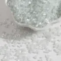 Iridescent 2mm silver-lined white glass bugle beads for DIY jewelry making and crafts - 15g/Pack (Approx. 700 Pcs) / White