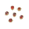 Square red zircon double-loop pendants for DIY jewelry making in golden finish - Square Double Bail (14K Gold Plated) / 10x7mm (1 Piece) / Red Zirconia