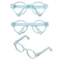 Light blue plastic round-frame glasses for doll DIY jewelry making and doll styling - 10 Pieces/Pack (65*25mm) / Blue