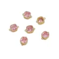 Square pink zirconia double hanger pendants in 14K gold plated frames for DIY jewelry - Square Double Bail (14K Gold Plated) / 10x7mm (1 Piece) / Pink Zirconia
