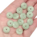 Pale light green jade-like glass donut beads for DIY jewelry making necklaces and bracelets - 12mm (Aperture approx 1.5mm) 10 Pcs/Pack / Cyan Jade Color