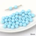 Sky blue 8mm glass round beads with smooth jelly finish for DIY handmade jewelry - Solid Color Beads / 20 Pieces/Pack (8mm) / Blue