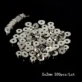 Silver tone 5x2mm metal spacer beads for DIY jewelry making, 500 pieces bulk lot pack - 圆片隔珠 / 500 Pieces/Pack (5x2mm) / White K Plated