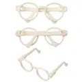 White hollow round plastic DIY doll eyeglass frames for miniature accessory collections - 10 Pieces/Pack (65*25mm) / White