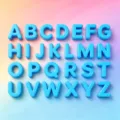 Blue 3D acrylic alphabet beads from A to Z for handmade DIY jewelry making projects. - 2 Pieces/Pack (15x21mm) / Aqua Blue