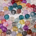 Collezione di perle di vetro tonde da 8mm multicolore e trasparente per creazione di gioielli - 50 Pezzi/Confezione / colori misti casuali / 10mm