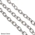 Macro detail of 9mmx13mm stainless steel oval link chain for DIY jewelry making crafts - O-Ring Chain / 9x13mm (One Meter/Pack) / Steel