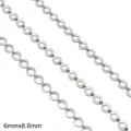 Macro view of silver stainless steel O-link chain, size 6mmx8.6mm, for jewelry making. - Hollow Round Chain / 6x8.6mm (One Meter/Pack) / Steel