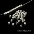 3x3mm silver plated cubic spacer beads for DIY jewelry making set of 500 pieces - Square Beads / 500 Pieces/Pack (3x3mm, 1.5mm Hole) / White K Plated