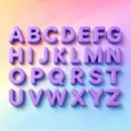 Set of purple 3D acrylic uppercase alphabet beads from A to Z for DIY jewelry making. - 2 Pieces/Pack (15x21mm) / Light Purple