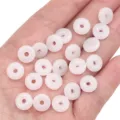 Translucent pink glass imitation jade donut beads for DIY jewelry making crafts - 10mm (Hole approx 2mm) 10 Pcs/Pack / Jade White