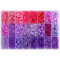 Set di 24 scomparti di perline pony in acrilico per gioielli fai da te rosa e viola - Scatola Di Perline A Barile Da 24 Griglie / 9x6mm (Circa 50 Pezzi/Griglia) / Tonalità viola