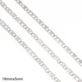 Macro view showing unique rectangular links with diamond cutouts on stainless steel chain - Double Diamond Figure-8 Chain / 19x5mm (One Meter/Pack) / Steel