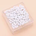 Smooth white peanut-shaped acrylic beads for DIY jewelry making in a clear box - Approx. 100 Pieces (4x6mm) / White
