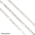 High-quality close-up detail of stainless steel DIY jewelry chain links, 19mm x 5mm size - Diamond Figure-8 Chain / 19x5mm (One Meter/Pack) / Steel