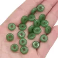 Smooth green glass donut beads for DIY handcrafted jewelry earrings and bracelets - 10mm (Hole approx 2mm) 10 Pcs/Pack / Dark Green Jade