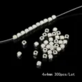 Premium 4x4mm silver square spacer beads for DIY handmade jewelry making 300pcs per lot - Square Beads / 300 Pieces/Pack (4x4mm, 1.5mm Hole) / White K Plated