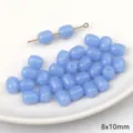 Premium blue jelly glass barrel beads for DIY jewelry making accessories size 8x10mm - Jelly Date Shape Bead / 20 Pieces/Pack (8x10mm) / Blue
