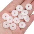 White glass imitation jade peace buckle donut beads for DIY earring and necklace making - 15mm (Hole Approx 2.5mm) 10 Pcs/Pack / Jade White