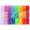 24-Farben Acryl Pony Perlen Set mit großen Löchern für DIY Schmuckherstellung - 24 Gitter Fassperlen Box / 9x6mm (Ca. 50 Stück/Gitter) / Regenbogen-Serie