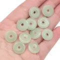Small pale green imitation jade glass donut beads for DIY handmade jewelry crafts - 15mm (Hole Approx 2.5mm) 10 Pcs/Pack / Cyan Jade Color