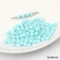 6x4mm light blue jelly glass beads for DIY bracelet and necklace making - Solid Abacus Bead / 20 Pieces (6x4mm) / Blue