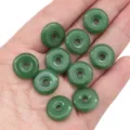 Green glass imitation jade peace buckle loose beads for DIY handmade jewelry making - 15mm (Hole Approx 2.5mm) 10 Pcs/Pack / Dark Green Jade