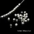 Premium silver irregular faceted metal spacer beads for DIY jewelry 4x4mm 300pcs - Faceted Cylindrical Spacer Bead / 300 Pieces/Pack (4x4mm) / White K Plated