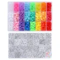 Mehrfarbige Acryl-Ponyperlen und Alphabet-Perlen-Set für die DIY-Armband-Schmuckherstellung - Mischung aus Tönnchen- und Quadratperlen / 2-Kit Packung (9x6mm & 6x6mm) / Regenbogen-Serie
