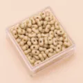 Beigefarbene erdnussförmige Acrylperlen für DIY-Schmuckherstellung in einer Box - Ca. 100 Stück (4x6mm) / Khaki