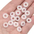 Milky white glass imitation jade safety buckle beads for DIY handmade jewelry making - 10mm (Hole Approx 3.5mm) 10 Pcs/Pack / Jade White