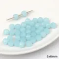 Light blue jelly glass bamboo beads size 8x6mm for handmade DIY jewelry making supplies - Solid Color Dundun Bead / 20 Pieces (8x6mm) / Light Blue