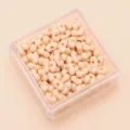 Cremefarbene Acrylperlen in Erdnussform für DIY-Schmuck, aufbewahrt in einer Klarsichtbox - Ca. 100 Stück (4x6mm) / Orange