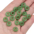 Handheld green glass imitation jade donut beads for DIY jewelry and earring making - 10mm (Hole Approx 3.5mm) 10 Pcs/Pack / Dark Green Jade