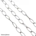 10mmx20mm stainless steel oval link chain for DIY necklace and bracelet jewelry making - Egg-Shaped Chain / 10x20mm (One Meter/Pack) / Steel