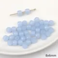 High-quality 8x6mm light blue jelly glass beads for DIY handmade jewelry and necklaces - Solid Color Dundun Bead / 20 Pieces (8x6mm) / Blue