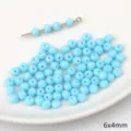 Light blue faceted glass beads 6x4mm for DIY jewelry making and bracelets - Solid Wheel Bead / 20 Pieces (6x4mm) / Blue