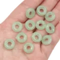 Light green glass jade-style peace buckle donut beads for handmade DIY jewelry making - 12mm (Hole Approx 4.5mm) 10 Pcs/Pack / Cyan Jade Color