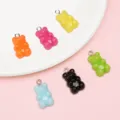 Colorful acrylic gummy bear pendants set for DIY handmade jewelry and accessory crafts - 10 Pieces/Pack (11x21mm) / Random Mixed Colors