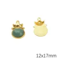 Green imitation jade glass pendant with gold alloy frame DIY jewelry piece 12x17mm - Ingot Oval / 2 Pieces/Pack