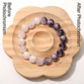 UV-empfindliches photochromes Harzperlenarmband zeigt Vorher-Nachher-Farbwechsel - Dunkelviolett Glitzer UV Wechsel Mondstein (BSB154)