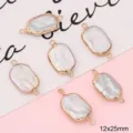 Handmade irregular freshwater pearl double-loop jewelry pendant in gold, 12x25mm - 1 Piece (12x25mm)