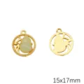 Gold-toned alloy gourd charm with faux jade inlay, 15x17mm size for DIY jewelry making - Fu Character Gourd Necklace / 2 Pieces/Pack