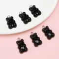 Handmade black acrylic gummy bear pendants for DIY jewelry and keychain accessories - Cartoon Bear / 5 Pieces/Pack (11x21mm) / Black