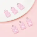 Cute pink acrylic gummy bear pendants for DIY jewelry making and bracelets - Cartoon Bear / 5 Pieces/Pack (11x21mm) / Pink