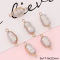 Irregular natural freshwater pearl double-loop pendant connector for jewelry making - 1 Piece/Pack (9x17-22mm)