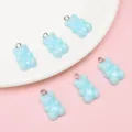 Adorable light blue acrylic cartoon bear pendants for DIY jewelry and bracelet making - Cartoon Bear / 5 Pieces/Pack (11x21mm) / Blue