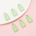 Light green acrylic gummy bear charms for DIY jewelry making and jewelry crafts - Cartoon Bear / 5 Pieces/Pack (11x21mm) / Grass Green