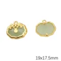 Traditional Chinese ruyi lock imitation jade glass pendant charm sized 19x17.5mm - Light Green Lucky Cloud / 2 Pieces/Pack